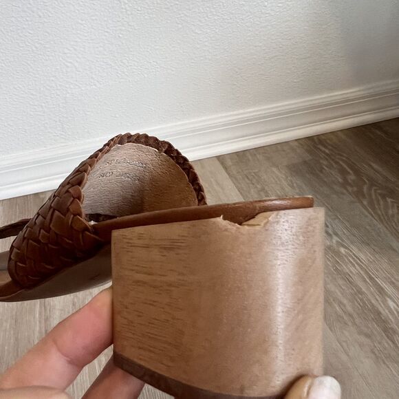 Madewell The Kiera Mule Woven Leather Brown Sandals Wooden Heel-Size 7 - Picture 9 of 9